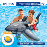 INTEX火烈鸟游泳圈玩具成人儿童水上玩具坐骑独角兽泳池充气浮床 写实鲨鱼坐骑【脚泵】