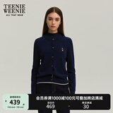 Teenie Weenie小熊女装简约针织衫女秋冬针织开衫罩衫短外套上衣 藏青色 M (165)