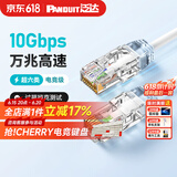 PANDUIT 泛达超六类细网线CAT6A类跳线家用电脑宽带POE监控万兆高速成品线 圣洁白 25米