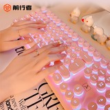 前行者真机械手感蒸汽朋克键盘鼠标耳机三件套装台式电脑办公笔记本外接有线游戏网吧吃鸡薄膜静音键鼠 粉色-白光(复古版)单键盘