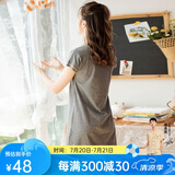 芬腾 睡衣女夏季新品纯棉短袖可爱卡通女士家居服睡裙 灰色 L