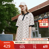 FILA FUSION斐乐潮牌女装连衣裙夏季时尚宽松POLO领连身裙子 乳糖色-BG M (165) 84A