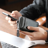 博牌钥匙包多功能男零钱包钥匙扣卡包头层牛皮男汽车钥匙包黑色