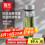 富光尊爵玻璃杯 男女士双层水杯 高硼硅玻璃 304茶隔杯子泡茶杯300ml