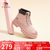骆驼（CAMEL）大黄靴女都市户外四季可穿系带工装靴马丁靴 L23W307016 粉色 37