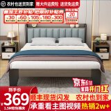 金柏栎 【24h闪发】 床实木床双人床现代简约轻奢主卧软包简易单人床 软包床无抽屉 1.5*2米