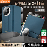 皮皮壳【腕带防摔款】适用新款华为Matex6折叠屏保护壳X6典藏版镜头全包防摔腕带支架真皮深海蓝手机壳