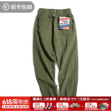 马登工装 美式复古垂坠感灯芯绒休闲长裤叠穿直筒显瘦工装裤子男 松绿色 M 120-140斤