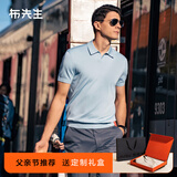 布先生【父亲节礼物】海鸥领针织凉感T恤男士短袖透气速干商务POLO 冰川蓝 L (175)