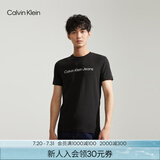 Calvin Klein Jeans夏季男女情侣中性年轻ck多色印花透气修身短袖T恤J320931 BEH-太空黑 XL （推荐160-175斤）