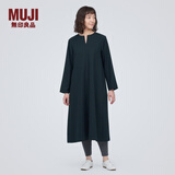 无印良品（MUJI）女式 起毛 V领长袖连衣裙 女款长裙裙子秋冬 女装 BC2FBC3A 深藏青色 M (160/84A)