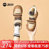 快乐玛丽（J&M）雪地靴女2024冬季新款短筒靴加绒保暖女短靴羊皮毛一体棉鞋女 驼色 39