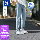 唐狮（TonLion）牛仔裤男夏薄款宽松直筒休闲冰氧吧冰丝长裤 浅牛仔蓝/二批 29