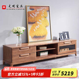 光明家具 电视柜 实木简约榆木家具推拉门2701 电视柜