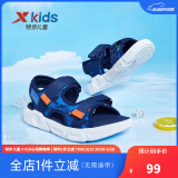 特步（XTEP）童鞋儿童凉鞋防滑透气露趾凉鞋沙滩鞋小中大童男童凉鞋 深邃蓝/普鲁士蓝 37