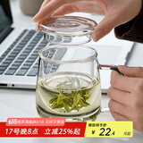 忆壶茶（YIHUTEA）泡茶杯茶水分离玻璃杯办公室家用水杯男士茶杯玻璃高硼硅绿茶杯子 【玻璃盖】500ML加厚君子杯