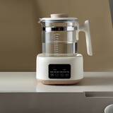 奥克斯恒温养生壶多功能婴儿温奶调奶器家用煮茶壶小型办公室烧水壶新款电热水壶保温煮花茶壶玻璃冲奶壶 1.3L 【米白色】【普通不锈钢】单机款无温控