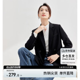 尚都比拉职业通勤西装女春秋高级感面试正装外套气质小西服 黑色 XL