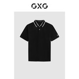 GXG男装 夏季多色男士刺绣翻领Polo衫男短袖 黑色 175/L