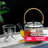雅集煮茶壶 蒸煮二用提梁壶大容量烧水壶黑茶普洱煮茶器1100ml 锤纹款