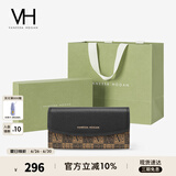 VANESSA HOGAN  VH女包PVC长款钱包小众多功能钱夹复古手拿小包生日礼物送女友 黑色