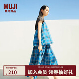无印良品（MUJI）女式 马德拉斯格纹 宽摆裙长半身裙女装裙子25年夏季款BE1XKA5S 蓝色格纹 M (160/66A)