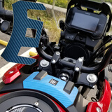 适用于摩托车改装防水贴纸仪表膜防刮钥匙贴鱼骨DL250油箱盖轮胎反光贴 E型贴3D碳纤蓝色