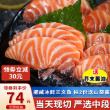 海宏盈挪威三文鱼中段整条冰鲜大西洋鲑鱼中段帝王鲑拼盘海鲜鱼类生鲜 挪威三文鱼中段切片 400g