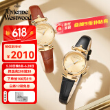 薇薇安·威斯特伍德（Vivienne Westwood）西太后手表女士小表盘女表石英表皮表带生日礼物送女友金色同款 闺蜜组合 VV090GDBK+VV090GDBR 23mm