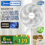 美的（Midea）电风扇落地扇台扇家用大风量遥控摇头电扇宿舍轻音低噪台式桌面两用节能 【升级七叶强风  台地两用】象牙白
