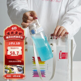 乐扣乐扣（LOCK&LOCK）人鱼线塑料运动水杯便携水壶带刻度提手男女水杯子520ML淡蓝色