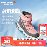 Skechers斯凯奇儿童绒绒靴雪地靴保暖男童棉鞋防寒加绒高帮女童靴660092L 女童/粉红色/灰色/PKGY 35