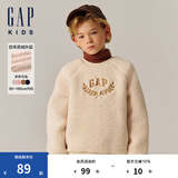 Gap【大小童同款】男女童仿羊羔绒加厚卫衣上衣646064 浅卡其 160 cm (14-15岁) 亚洲尺码