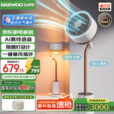 大宇（DAEWOO）【国家补贴】智能语音播报落地氛围灯空气循环扇12档立式电风扇轻柔音直流变频小型空调扇 F30MAX