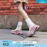 COZY STEPS可至男女款冬季COZYLOOP太空鞋羊皮毛一体厚底保暖防寒羊毛雪地靴 暖意灰白+复古烟粉（8108） 37