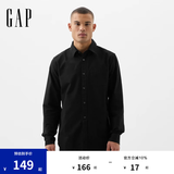 Gap男装2025春季新款纯棉基础款翻领长袖衬衫常规上衣美版422488 黑色 514274 L 美码 XL亚洲码185/104A