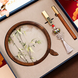 御时居国风苏绣礼品套装双面绣摆件刺绣三件套节日商务礼品出国送老外 节节高升