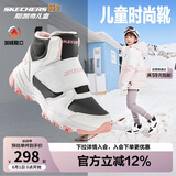 Skechers斯凯奇儿童棉鞋冬季时尚女童皮鞋短靴加绒保暖雪地靴8701648L