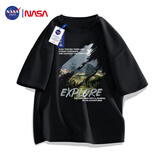 NASA GISS官方潮牌联名t恤男纯棉潮流日系宽松圆领印花学生短袖 黑色 4XL 