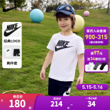 NIKE  3BRAND 耐克男女童纯棉短袖T恤+短裤2件套装夏季新款短袖套装 正黑色 120 /60 【建议身高110-116cm】