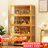 木马人手办展示柜子乐高亚克力陈列盒酒柜盲盒摆件非玻璃货架零食置物架 【三面透明】原色四层80长