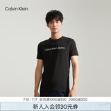 Calvin Klein Jeans夏季男女情侣中性年轻ck多色印花透气修身短袖T恤J320931 BEH-太空黑 L （推荐145-160斤）
