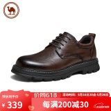 骆驼牌 新款休闲皮鞋舒软真皮复古增高正装男士皮鞋 P14A201635 棕色 41