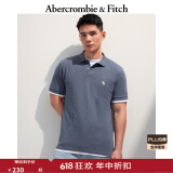 ABERCROMBIE & FITCH男装25夏季新款经典小麋鹿POLO衫美式通勤短袖T恤KI124-5182 蓝灰色 L (180/108A)