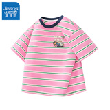 真维斯（Jeanswest）男童t恤短袖夏季新款儿童条纹海魂衫舒适夏装男孩夏天休闲上衣潮 红 字母缝制x 100 cm