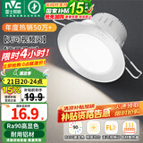 雷士（NVC）LED筒灯嵌入式三色可调筒射灯客厅天花灯走廊过道灯背景牛眼灯 铝材Ra90-砂银6W三色-孔75-85mm