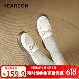 意尔康小皮鞋女英伦风厚底增高舒适乐福鞋24新款 29269W 米白 37 
