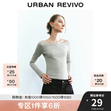 UR秋季新款女装蕾丝花边打底外穿修身长袖T恤UYY440035 花灰 S