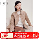 菲妮迪（FINITY）品牌棉衣棉服秋季简约卡其保暖轻薄通勤外套 卡其色 XL