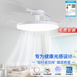 雷士（NVC）风扇灯餐厅吊扇灯led卧室北欧客厅灯三防 全光谱护眼 枕边风 云逸无极60W/全光谱/IP65三防